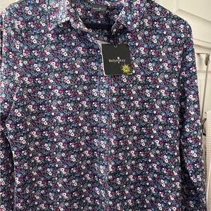 Belyn Key Women's Long Sleeve ‘Golf’ Shirt - Navy/Purple Multicolor Floral